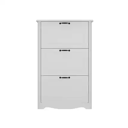 Front. Famapy - Famapy European - Style 3 Flip - Down Drawers Shoe Cabinet - White.