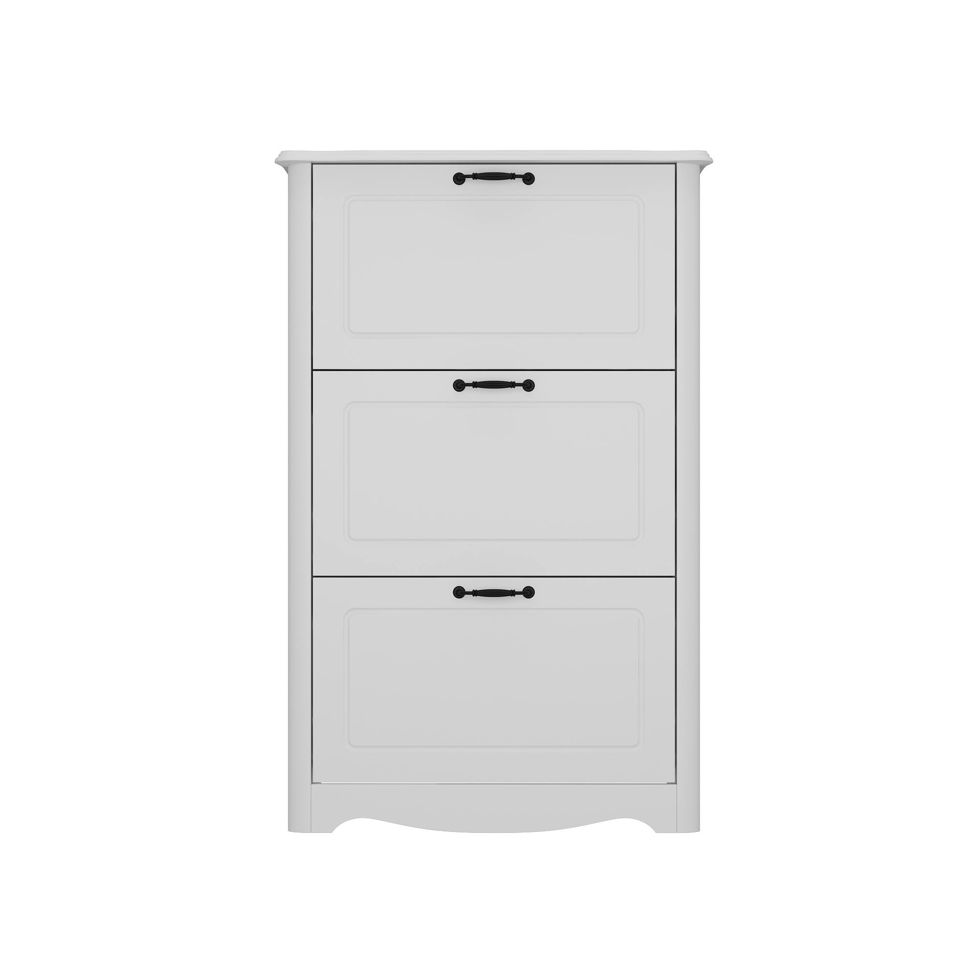 Famapy - European - Style 3 Flip - Down Drawers Shoe Cabinet - White