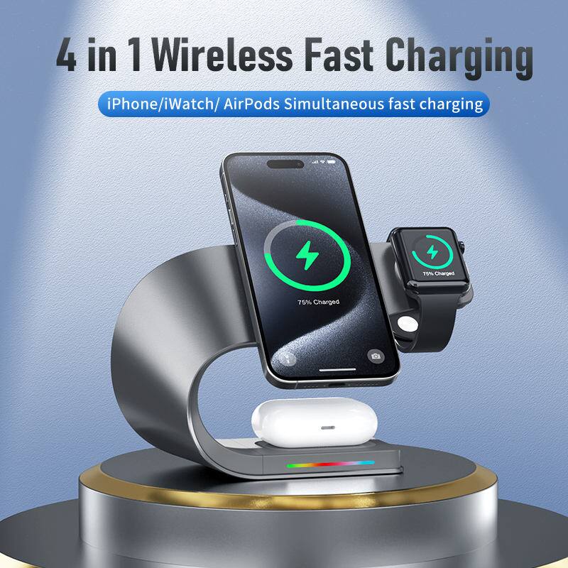 4 in 1 Wireless Fast Charging  
iPhone/iWatch/AirPods Simultaneous fast charging  
75% Charged  
75% Charged