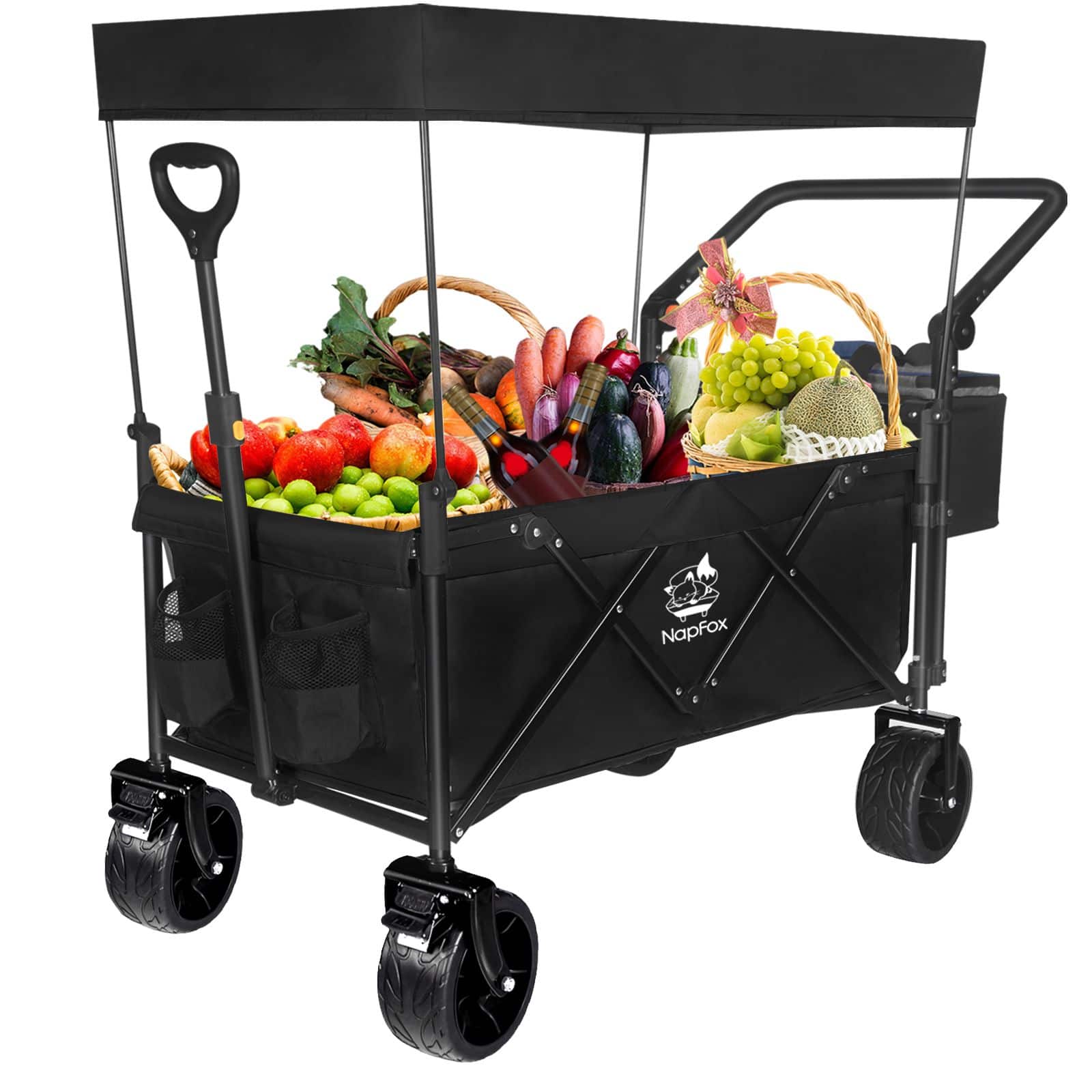 Loheer - 140L Collapsible Wagon All-Terrain Folding Cart with Removable Canopy, Cooler Bag & Brakes for Beach Camping price history on PriceWatchPro