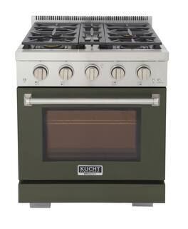 Kucht - Professional 30 in. 4.2 cu. ft. Propane Gas Range and Convection Oven in Olive Green with True Simmer Burners - Olive Green