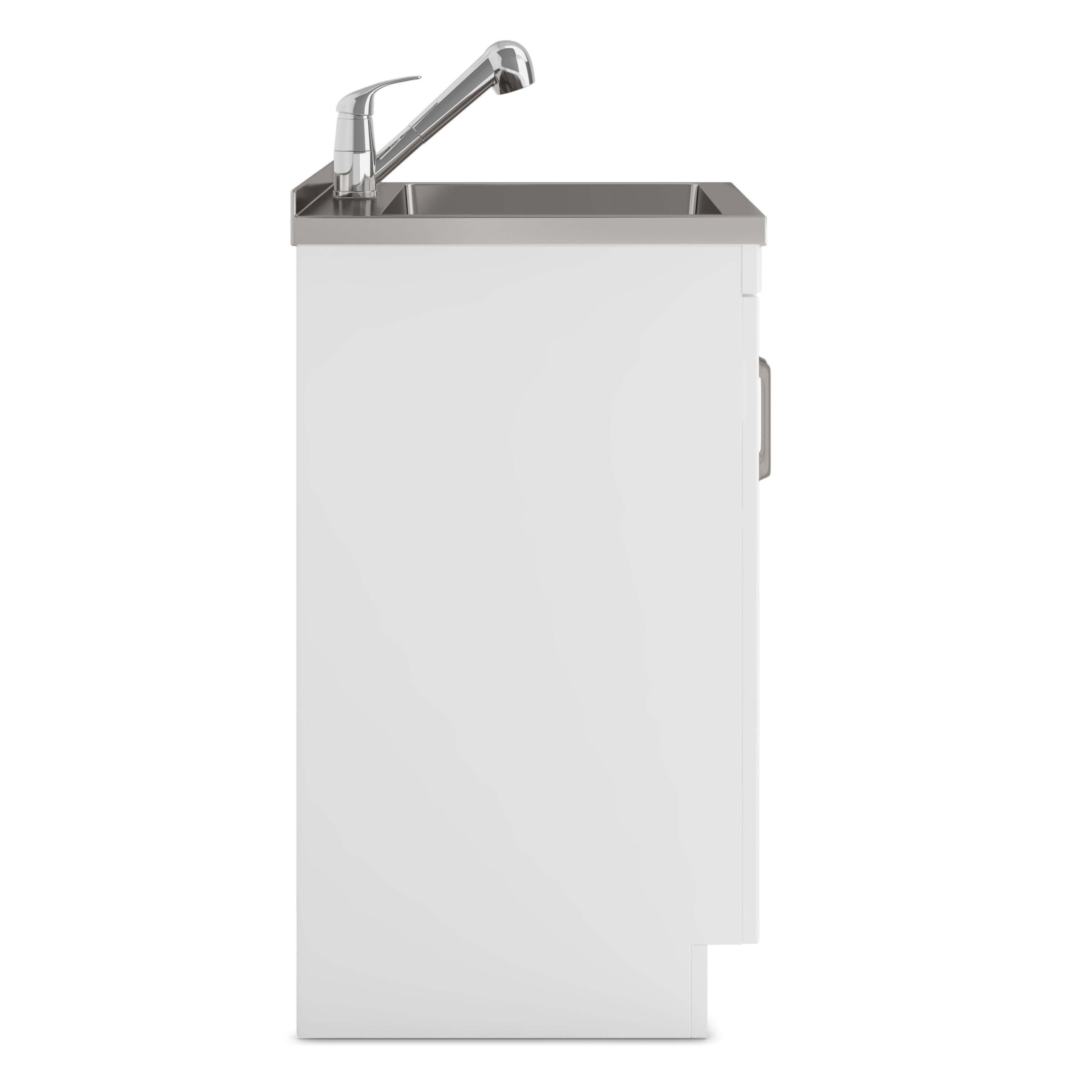Alt View 2. Simpli Home - Kyle All-In-One 24-inch Laundry Utility Sink and Cabinet - Pure White.