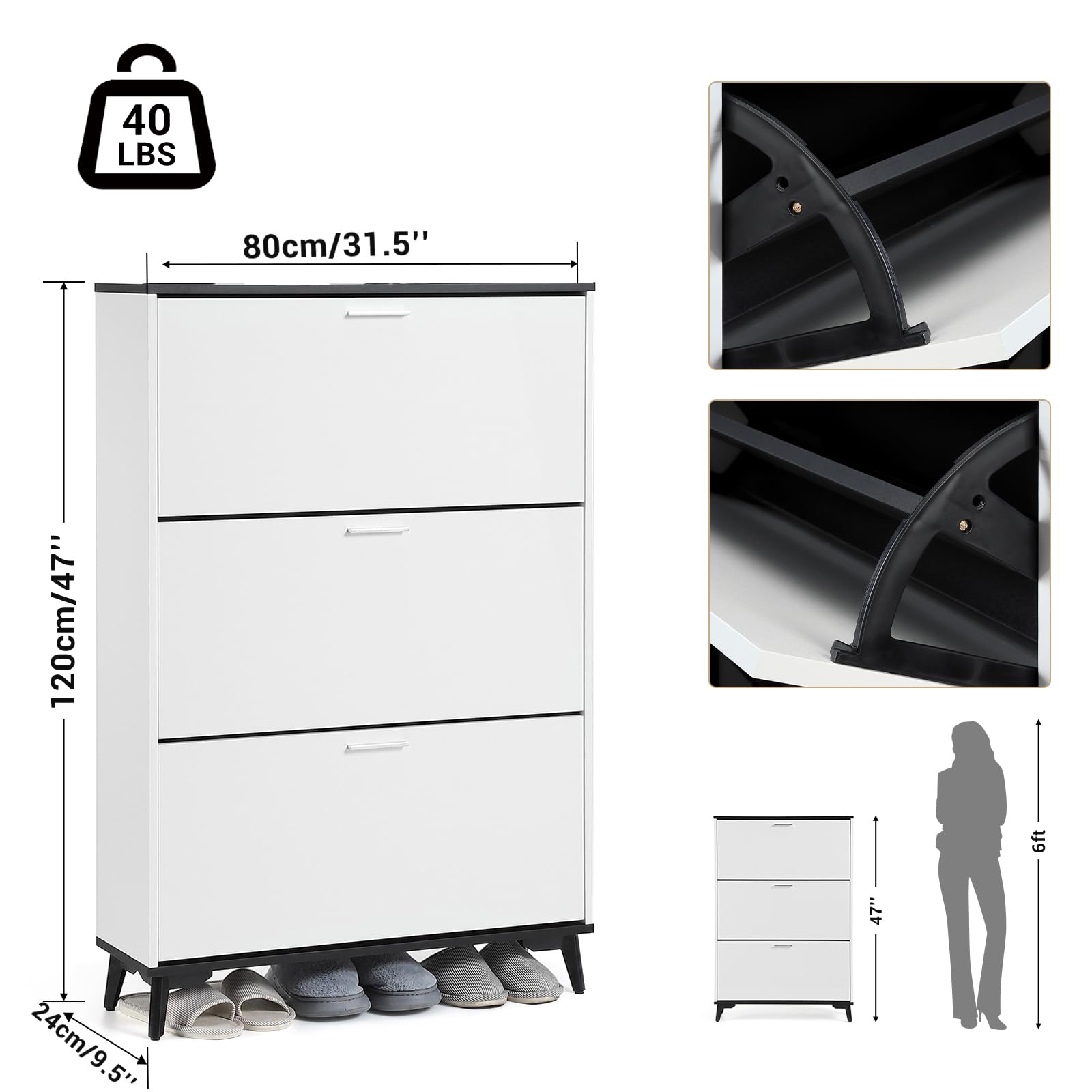 40 LBS  
80cm/31.5"  
120cm/47"  
24cm/9.5"