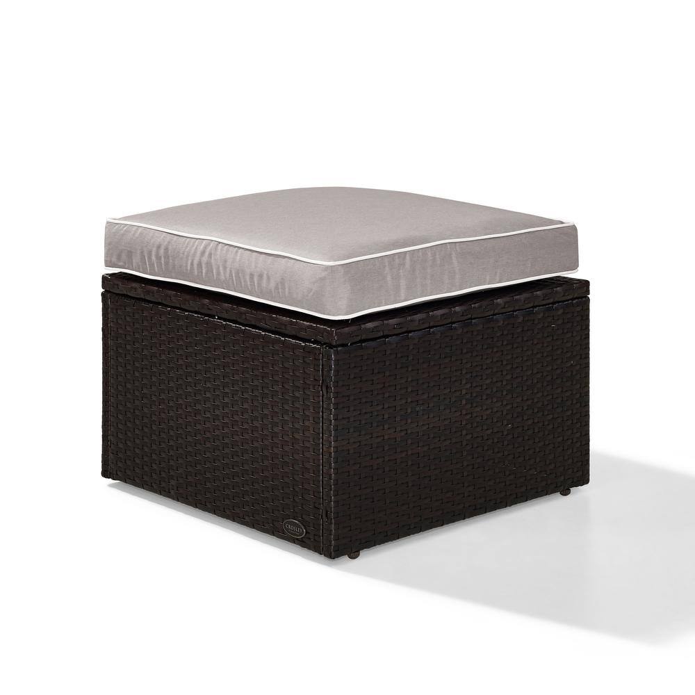 Left. Crosley Furniture - Palm Harbor Wicker Outdoor Ottoman - Gray.