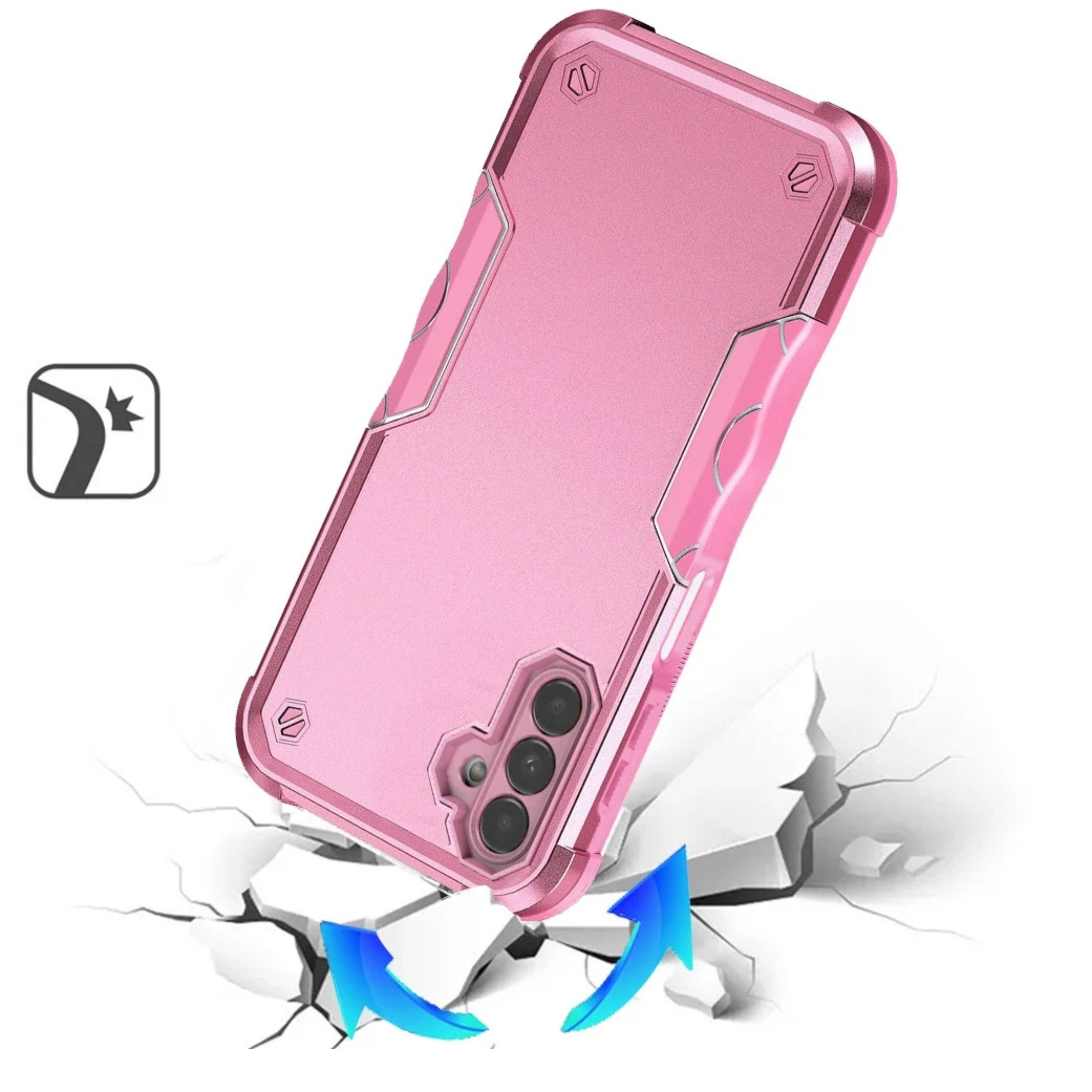 Left. Kitcheniva - Rugged Grip Heavy Duty Shockproof Phone Case With Tempered Glass For Samsung A16 5G Pink - Pink.