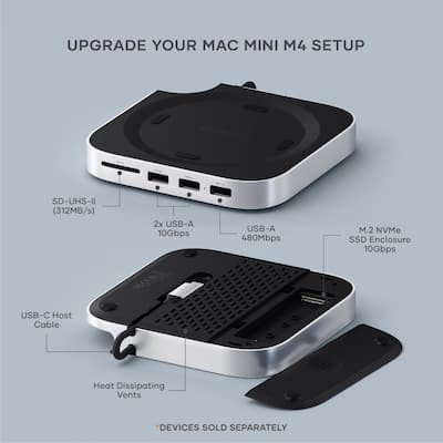 Satechi Stand & Hub USB C Docking Station for Mac Mini M4 with SSD Satechi Stand & Hub USB C Docking Station for Mac Mini M4 with SSD