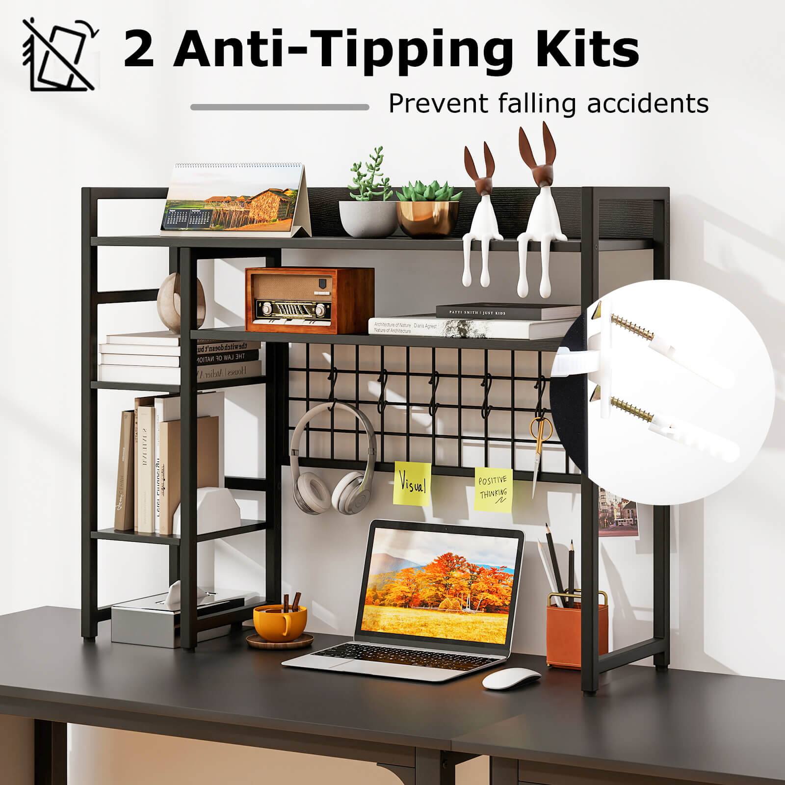 Costway Desk Shelf 4 Tier Desktop Display Rack with Metal Grid