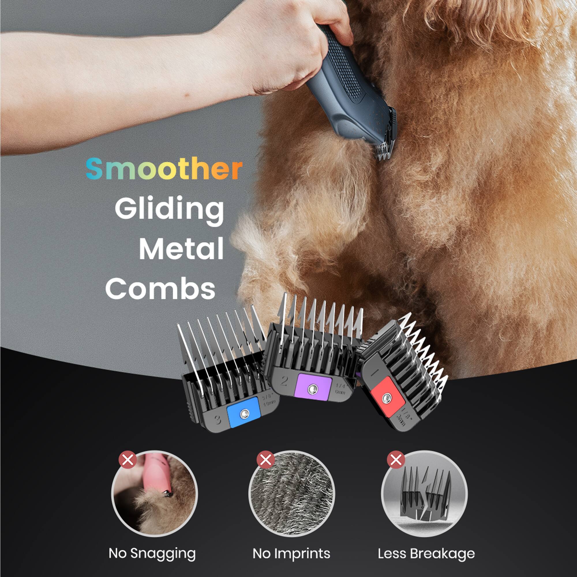 Smoother Gliding Metal Combs

- No Snagging
- No Imprints
- Less Breakage