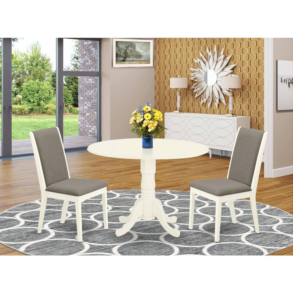 Left. East West Furniture - Dining Room Set Linen White - Brown.
