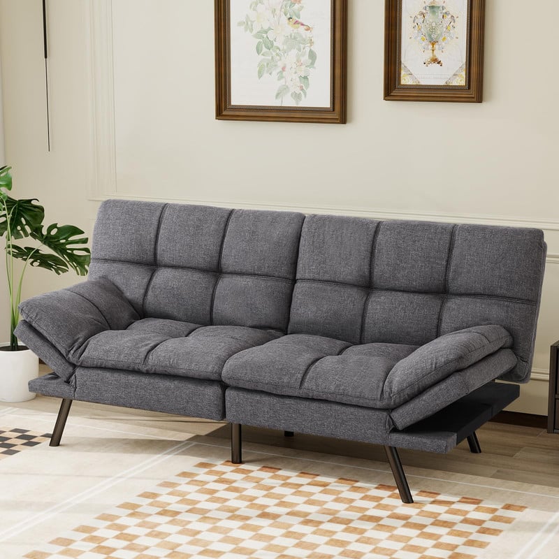 Dyonery 71 Inch Futon Sofa Bed, Convertible Guest Bed & Loveseat