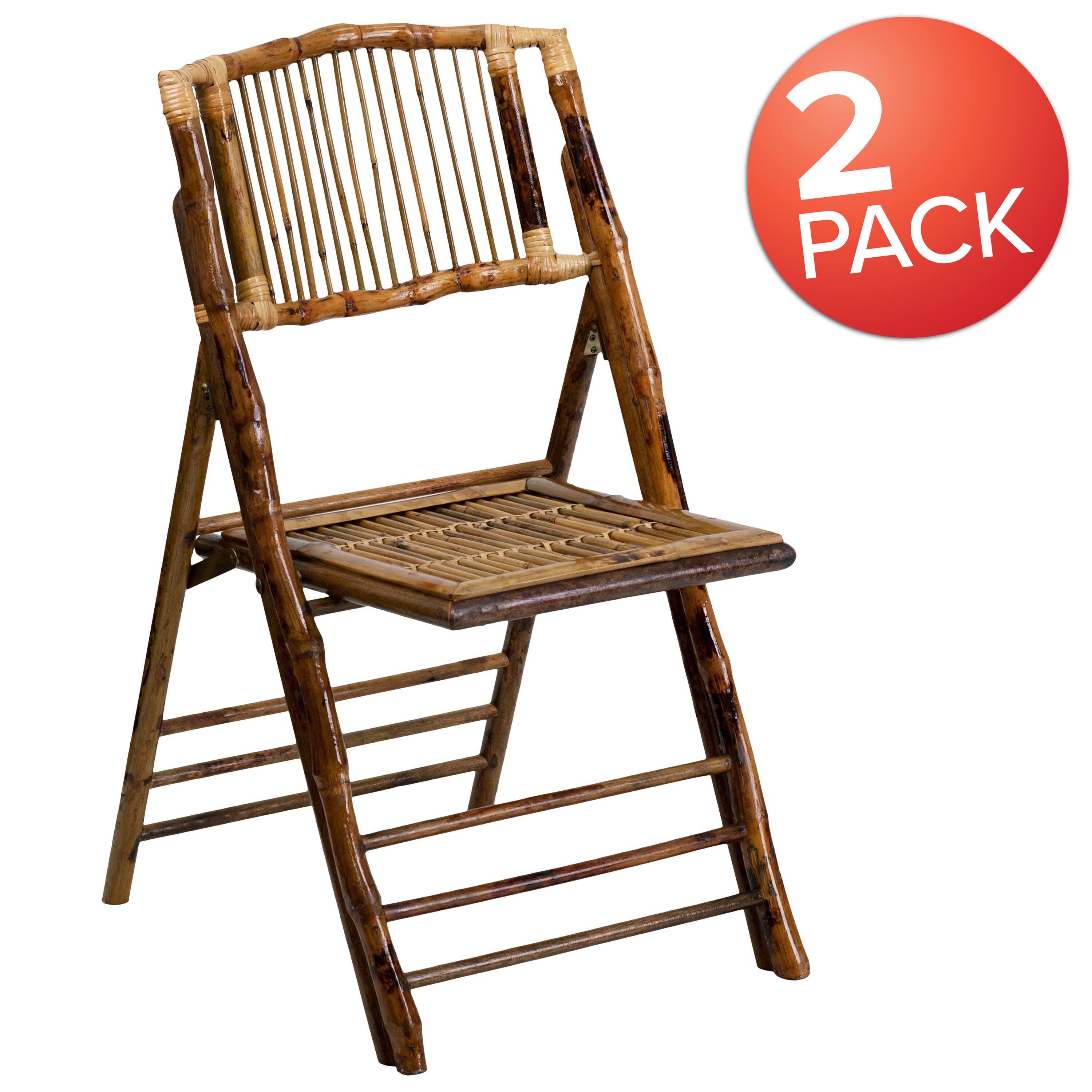 Alt View 1. Emma + Oliver - Bamboo Folding Chairs | Set of 2 Bamboo Wood Folding Chairs - Bamboo.