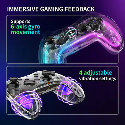 ECHTPower Manette Switch Gris Rétro 2024 - Sans Fil Hall Effect RGB Macro Turbo Vibration Compatible Switch OLED PC Android IOS