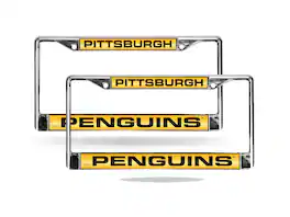 Rico Industries - Pittsburgh Penguins NHL Chrome Metal Laser Cut License Plate Frame - Set of Two - Multi
