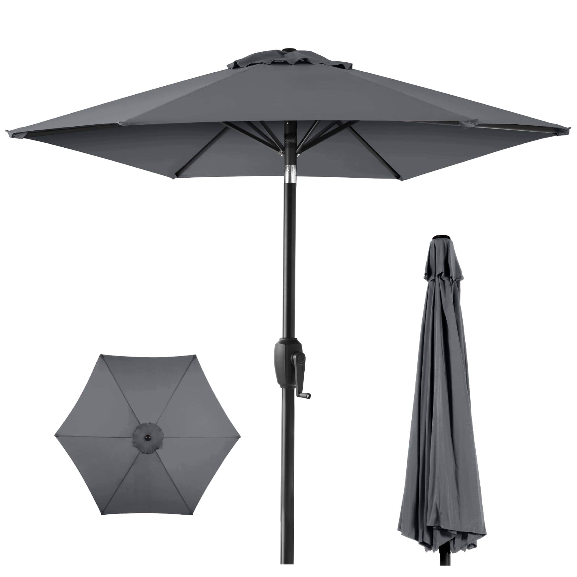 Photos - Parasol Best Choice Products - 7.5ft Heavy-Duty Outdoor Market Patio Umbrella w/ Push Button Tilt, Easy Crank - Slate SKY7734 