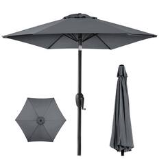 Front. Best Choice Products - Best Choice Products 7.5ft Heavy-Duty Outdoor Market Patio Umbrella w/ Push Button Tilt, Easy Crank - Slate - Slate.
