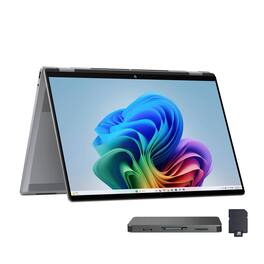 HP - OmniBook X Flip 2-in-1 16" 2K Touch Laptop,Ryzen AI 7 350,24GB RAM,1TB SSD+1TB Dock Set,Backlit,Win 11 Pro - Silver