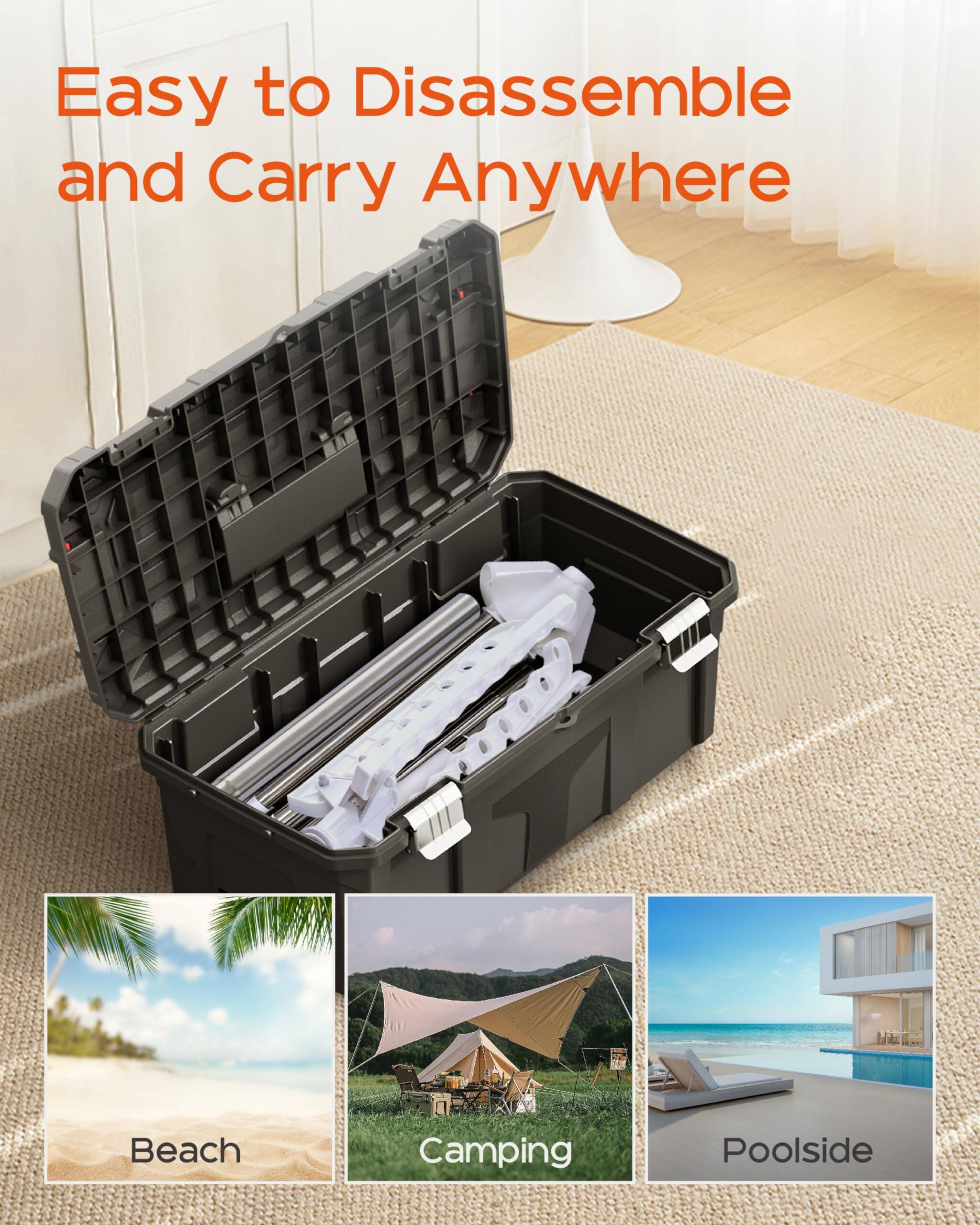 Easy to Disassemble and Carry Anywhere

Beach  
Camping  
Poolside