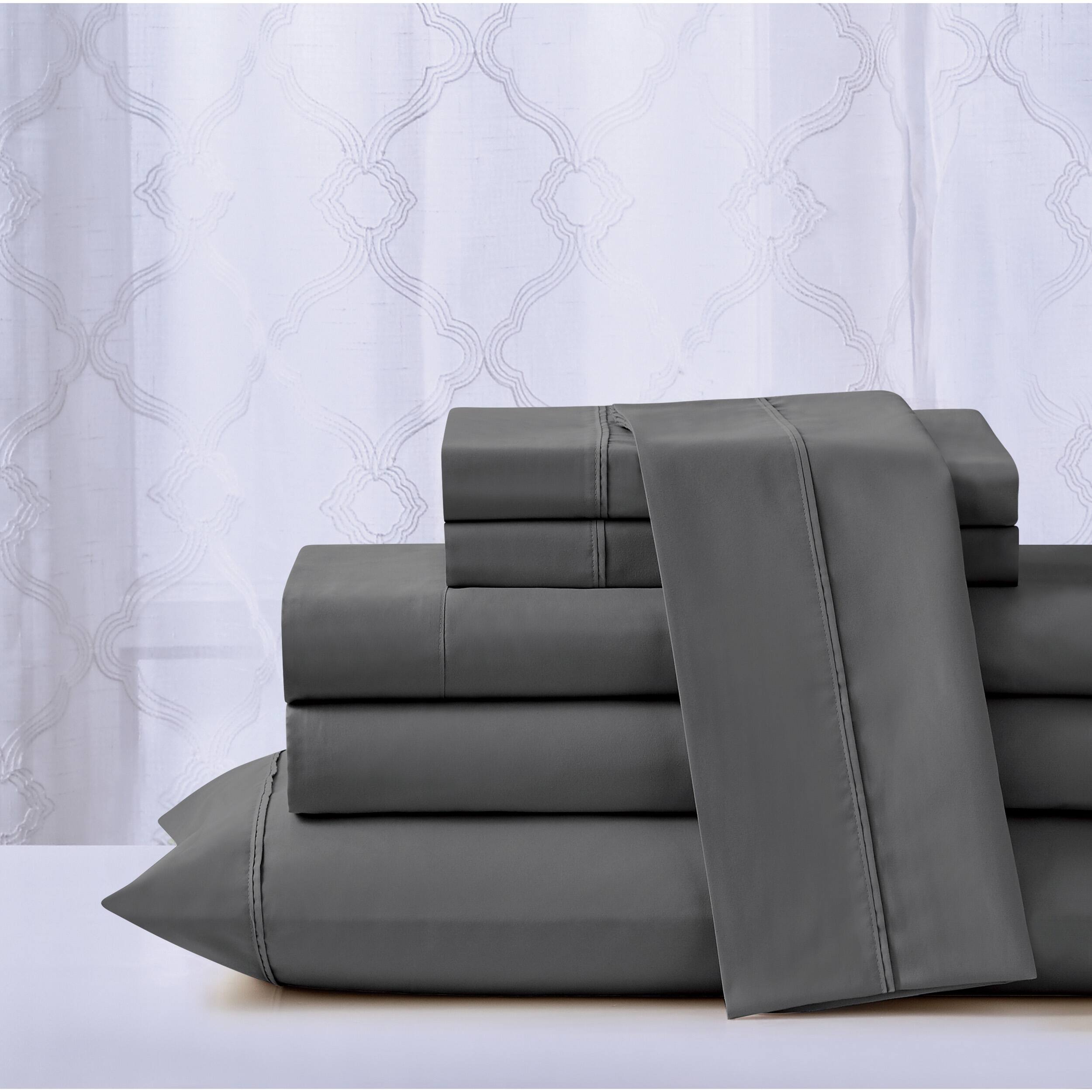 Left. Kathy Ireland - Kathy Ireland Cool Max 6 Piece Ultra Soft Sheet Set - Light Grey.