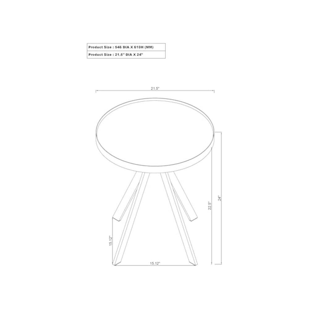 Product Size - 546 DIA x 610H (MM)  
Product Size - 21.5" DIA x 24"