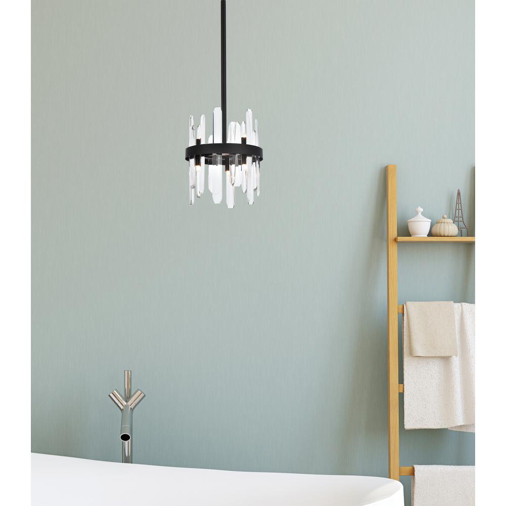 Angle. Elegant Lighting - Serena 10 inch crystal round pendant in chrome - Chrome.