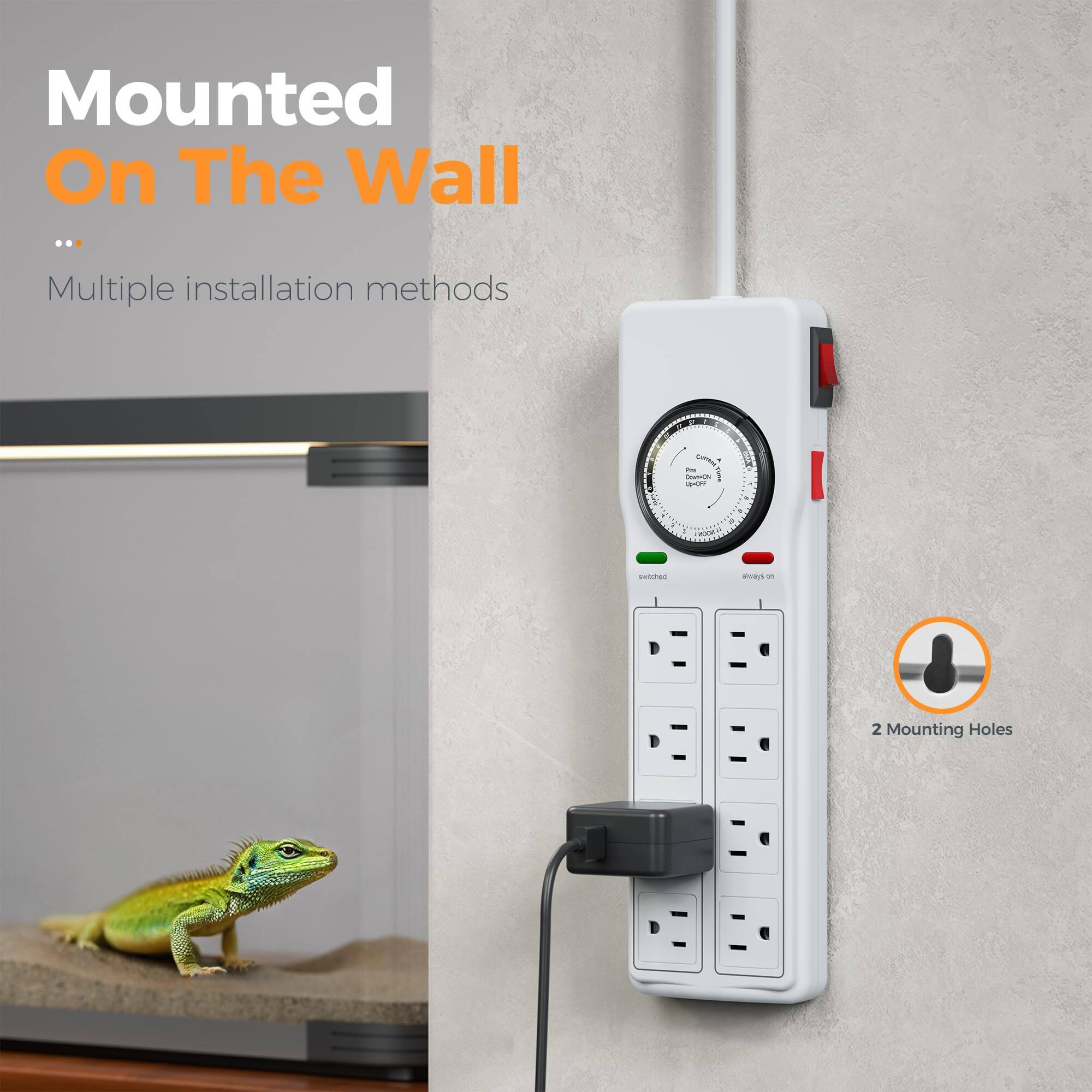 Mounted On The Wall  
...  
Multiple installation methods  

Bm - nhnote  
swtcched  

CEN - 2 Mounting Holes