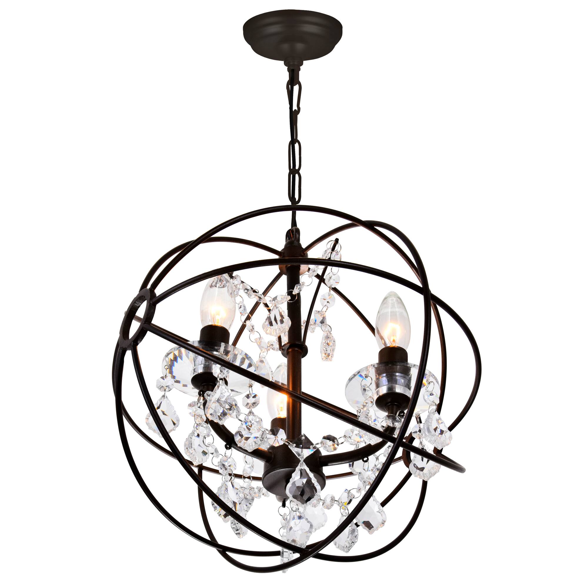 Left. CWI Lighting - Campechia 3 Light Up Mini Chandelier With Brown Finish - Brown.
