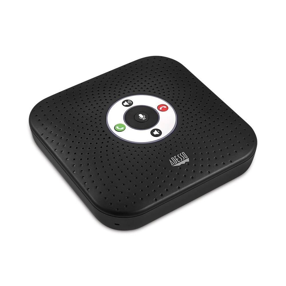 Left. Adesso - Adesso 360° Conference Call Bluetooth/Wired Speaker with Microphone and USB 3.0 Hubs - USB - Microphone - Battery - Black.