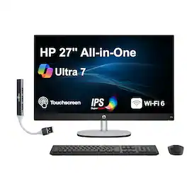 HP - 27 All-in-One 27 FHD Display (Ultra 7-255U, 64GB, 4TB SSD, Intel Graphics, WiFi 6, Win 11 Pro) w/USB Hub - Black