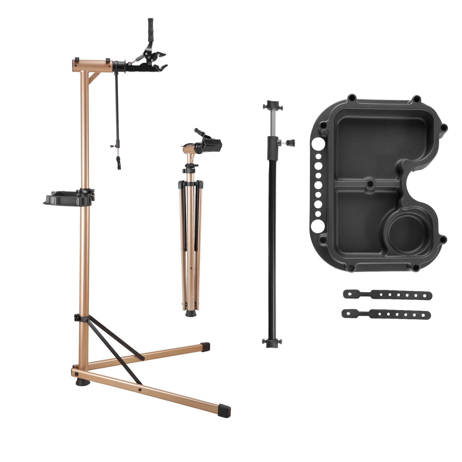 Alt View 5. VEVOR - Bike Repair Stand, Max. 110 lb Heavy-duty Bicycle Work Stand with 40.3-59.4 in Adjustable Height & Large Tool Tray - Champagne Gold.