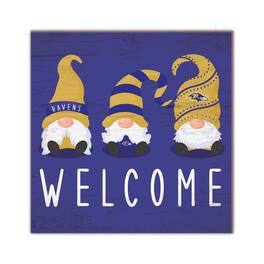 Fan Creations - Baltimore Ravens 10'' x 10'' Welcome Gnomes Sign - Multicolor