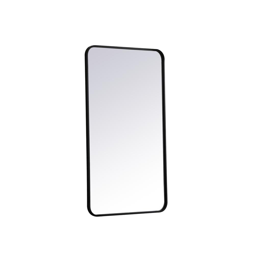 Left. Elegant Decor - Soft corner metal rectangular mirror 22x40 inch in Black - Black.