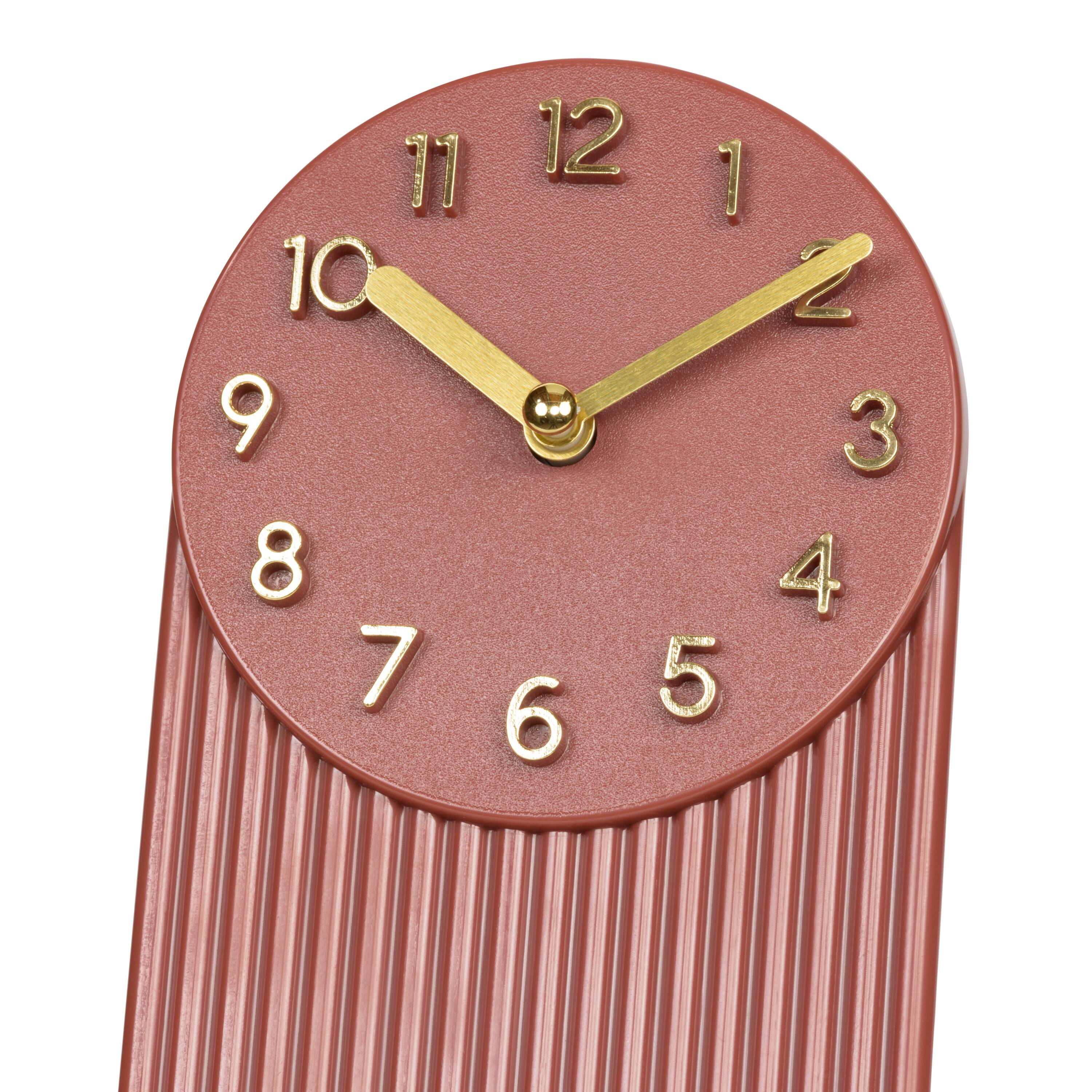 Angle. La Crosse Clock Co. - Grooves Quartz Analog Table Clock, Brick Red - Red.