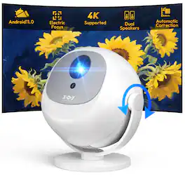 Xgody - Gimbal A2 Portable LED Projector 12000 Lumens 720P 5G Android 11 WiFi 6 Bluetooth 5.2 HDR Home Theater