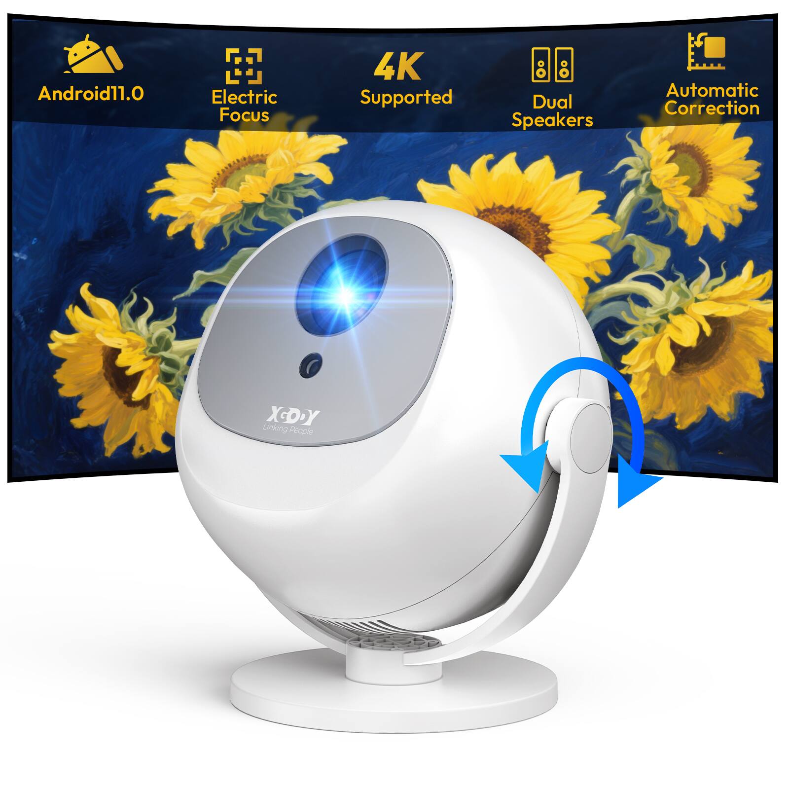 Android 11.0
Electric Focus
4K Supported
Dual Speakers
Automatic Correction
XCDDY
Linking People