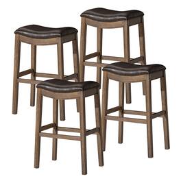 Maven Lane - Adrien Saddle Barstool, w/ Marksman Saddle Vegan Leather, Set of 4 - Walnut