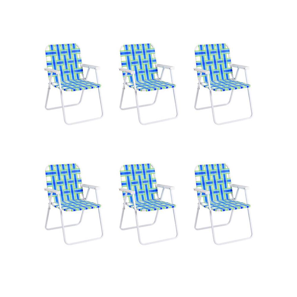 Angle. Kadyn - 6 pcs Folding Beach Chair Camping Lawn Webbing Chair, Backpack Folding Beach Chairs, Folding Beach Chair -Blue - Blue.