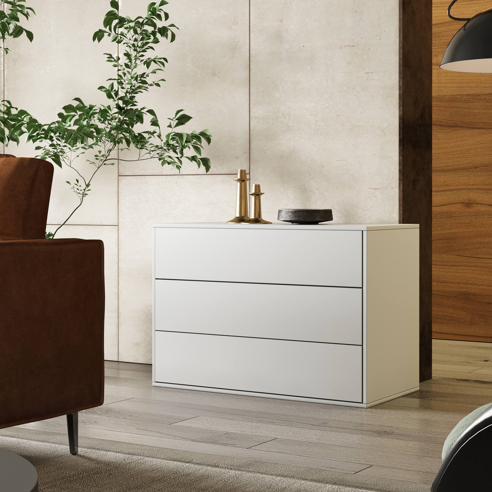 Alt View 1. luck idea - 31.4" Three-drawer storage cabine - Off-white.