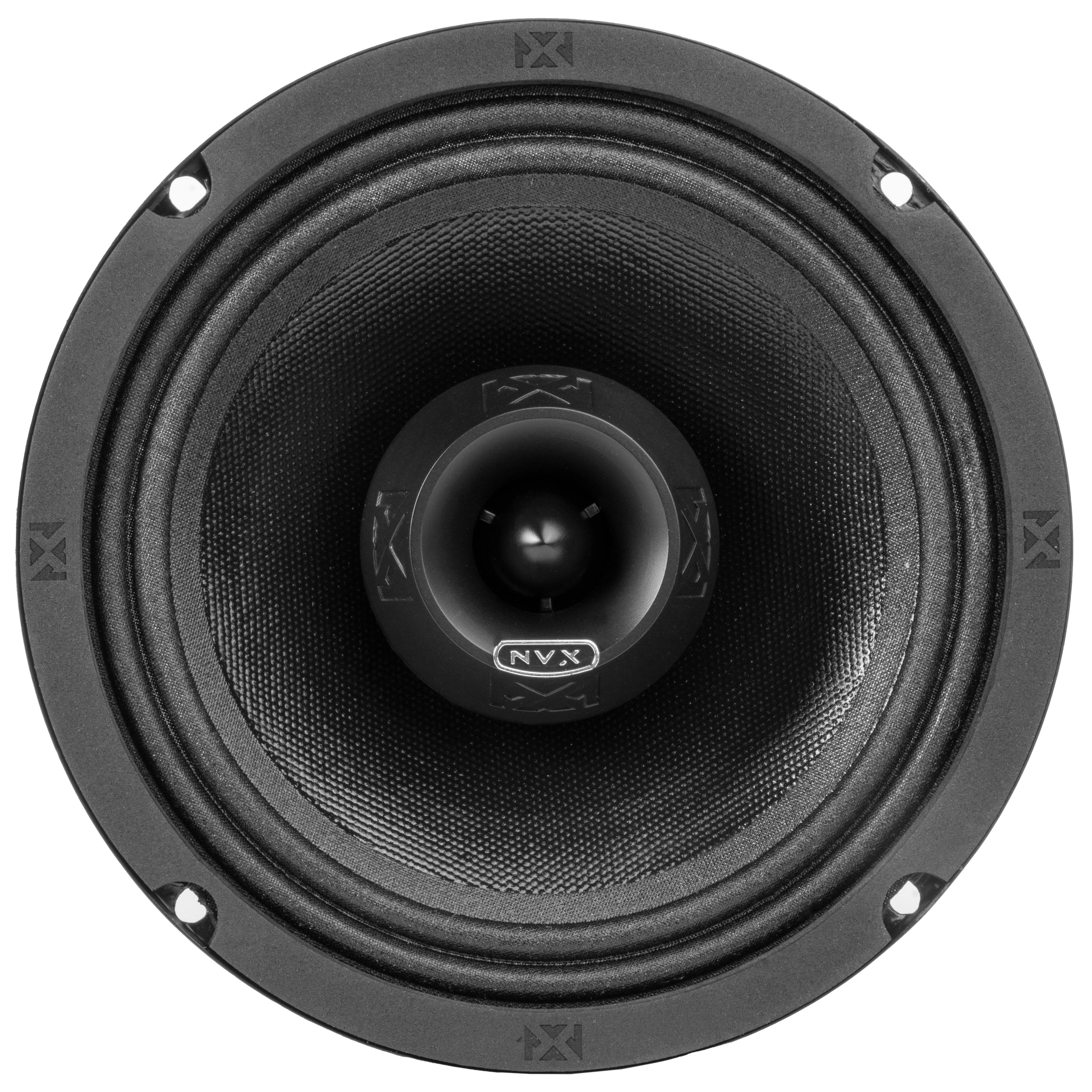 Left. NVX - VPRO65 (Sold Individually) 225W RMS 6.5in V-Series Pro 2-Way Water Resistant Coaxial Loudspeaker with Bullet Tweeter.