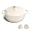 Front. Winado - 6QT Dutch Oven Enameled Cast Iron Bread Oven with Moisture-Lock Lid for Sourdough Baking & Cooking, Oven & Stovetop Safe - Cream White.