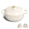 Winado - 6QT Dutch Oven Enameled Cast Iron Bread Oven with Moisture-Lock Lid for Sourdough Baking & Cooking, Oven & Stovetop Safe - Cream White