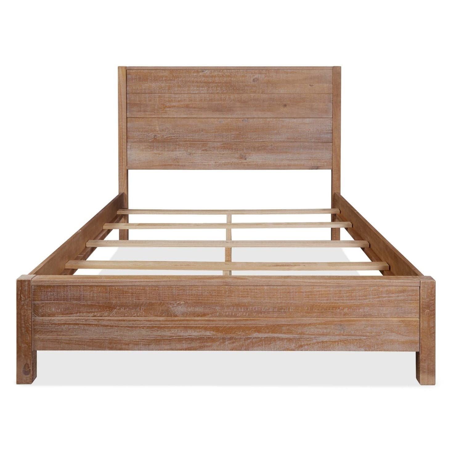 Hivvago - FarmHome Solid Pine Platform Bed in King Size - Brown