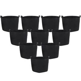 Sunnydaze - Set of 10 Nonwoven Polypropylene Grow Bag with Handles - 7 gallon - Black