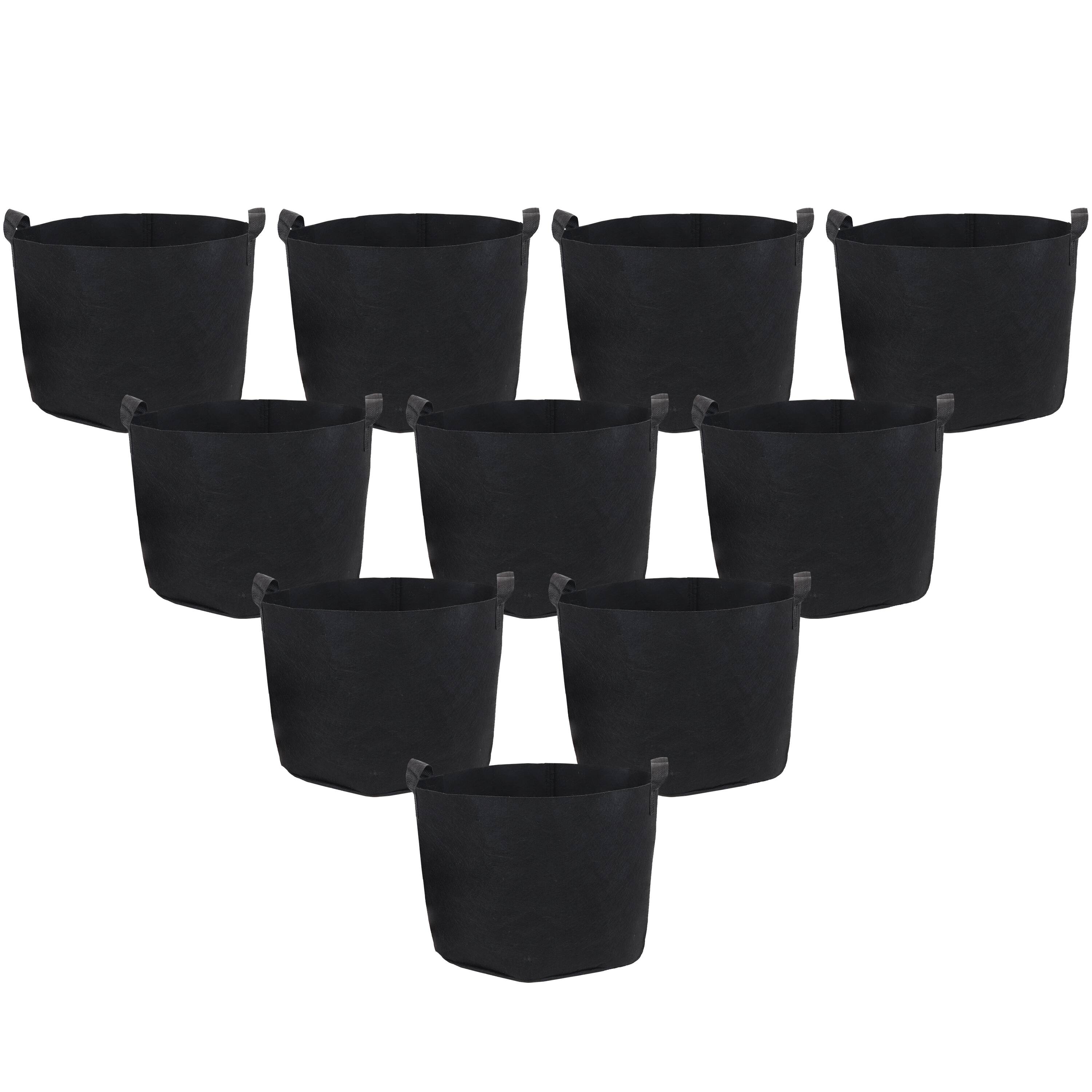 Front. Sunnydaze - Set of 10 Nonwoven Polypropylene Grow Bag with Handles - 7 gallon - Black.