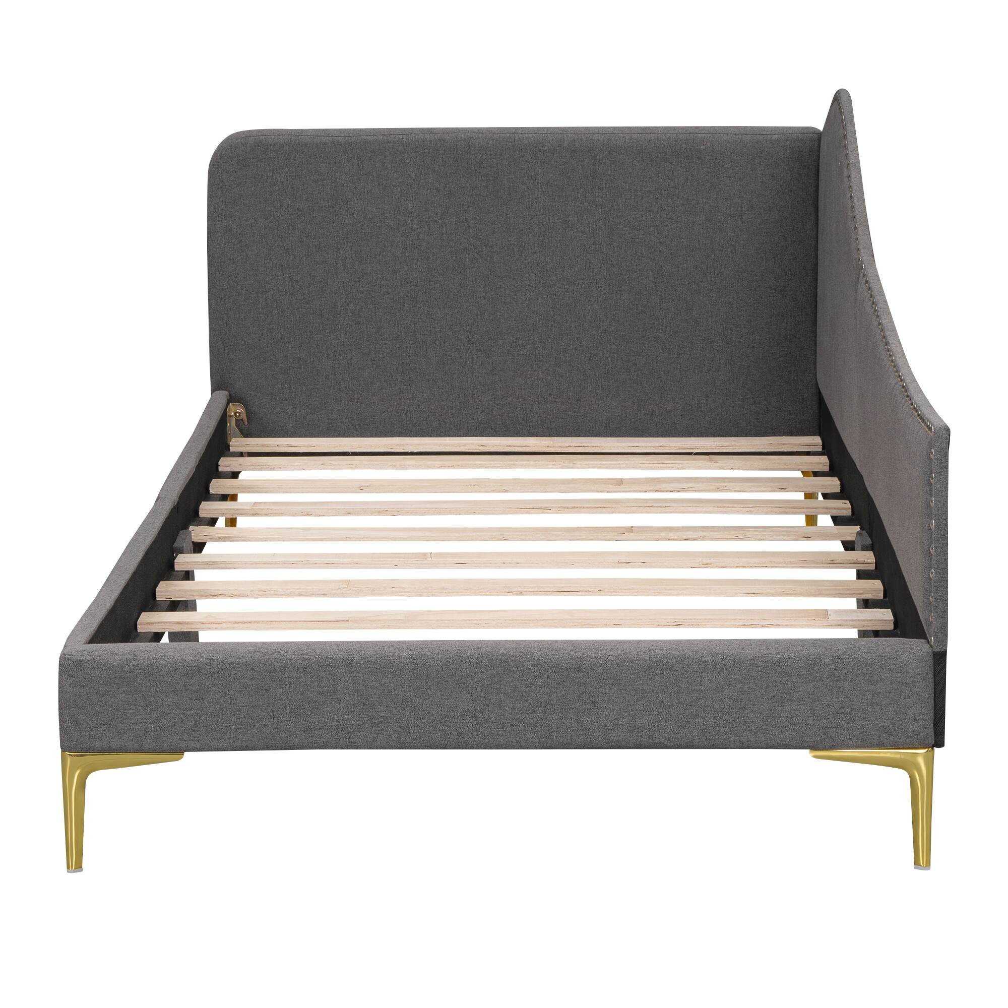 Alt View 1. Whisen - Twin Size Upholstered Daybed with Backrest and Armrest for Bedroom Guest Room and Compact Living Spaces - Gray.
