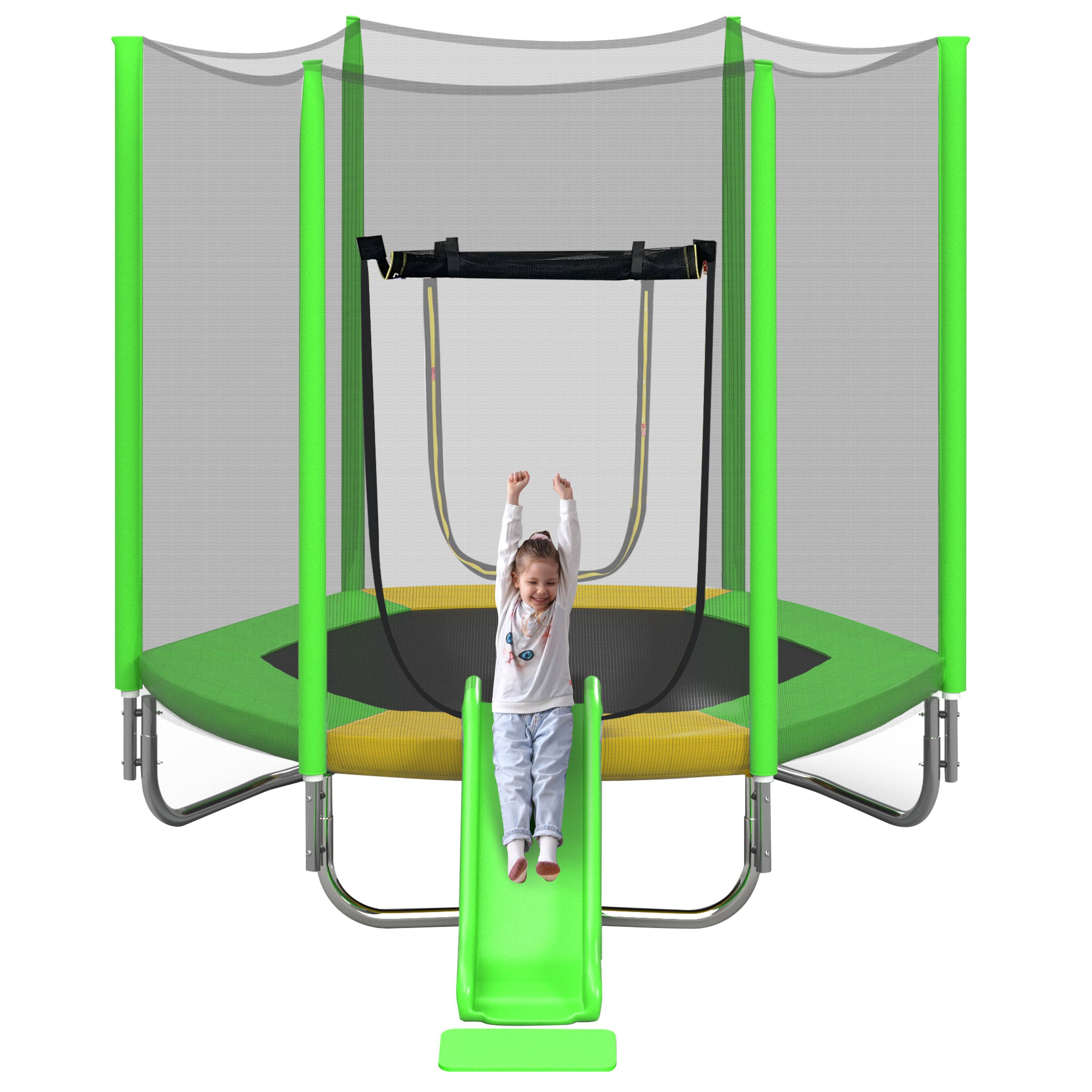 Left. LOVMOR - Lovmor 7 FT Trampoline with Safety Enclosure Recreational Trampoline for Kids.