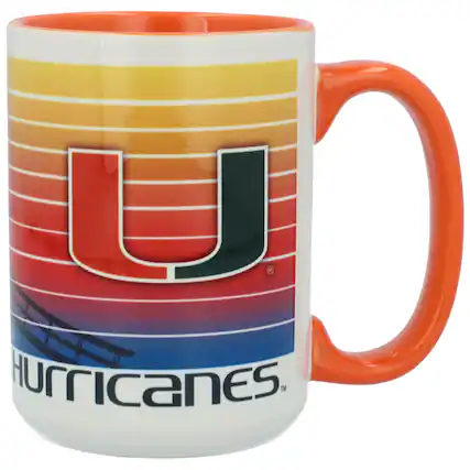 Front. Indigo Falls - Miami Hurricanes 15oz. Heritage Mug - Multicolor.