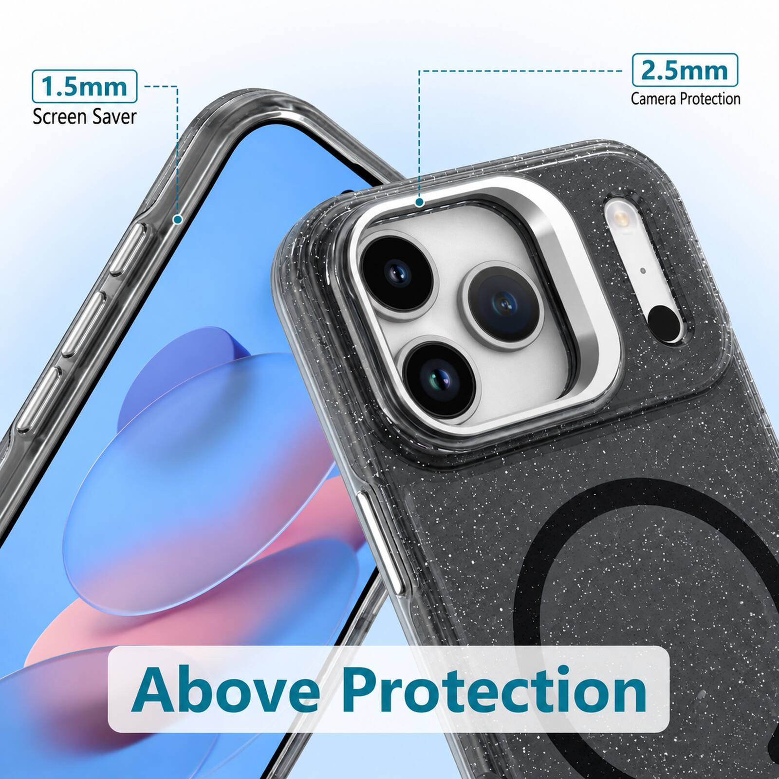 1.5mm Screen Saver  
2.5mm Camera Protection  
Above Protection