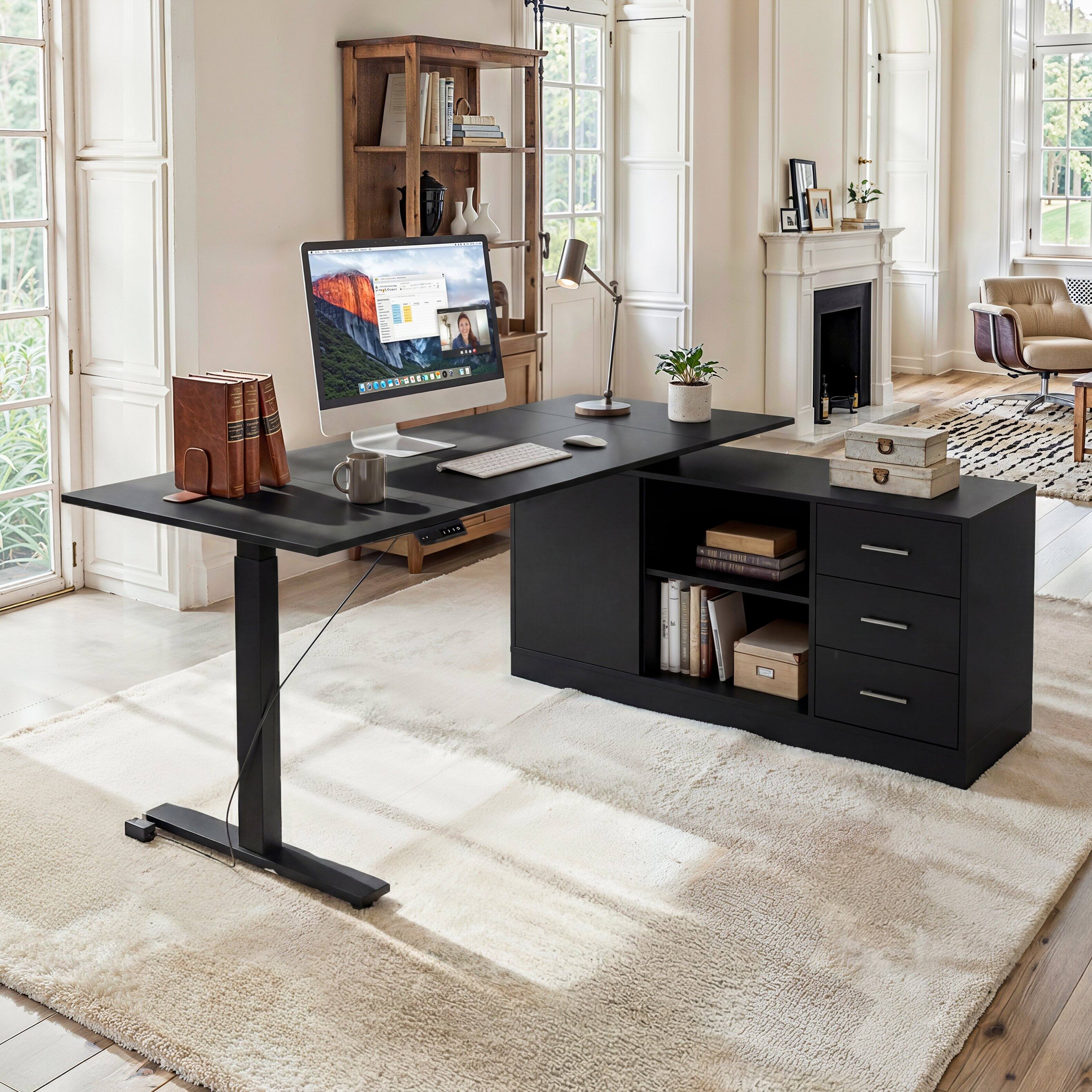 Alt View 10. FUFU & GAGA - FUFU&GAGA Electric Height - Adjustable Desk – Ergonomic Office Workstation - Black.