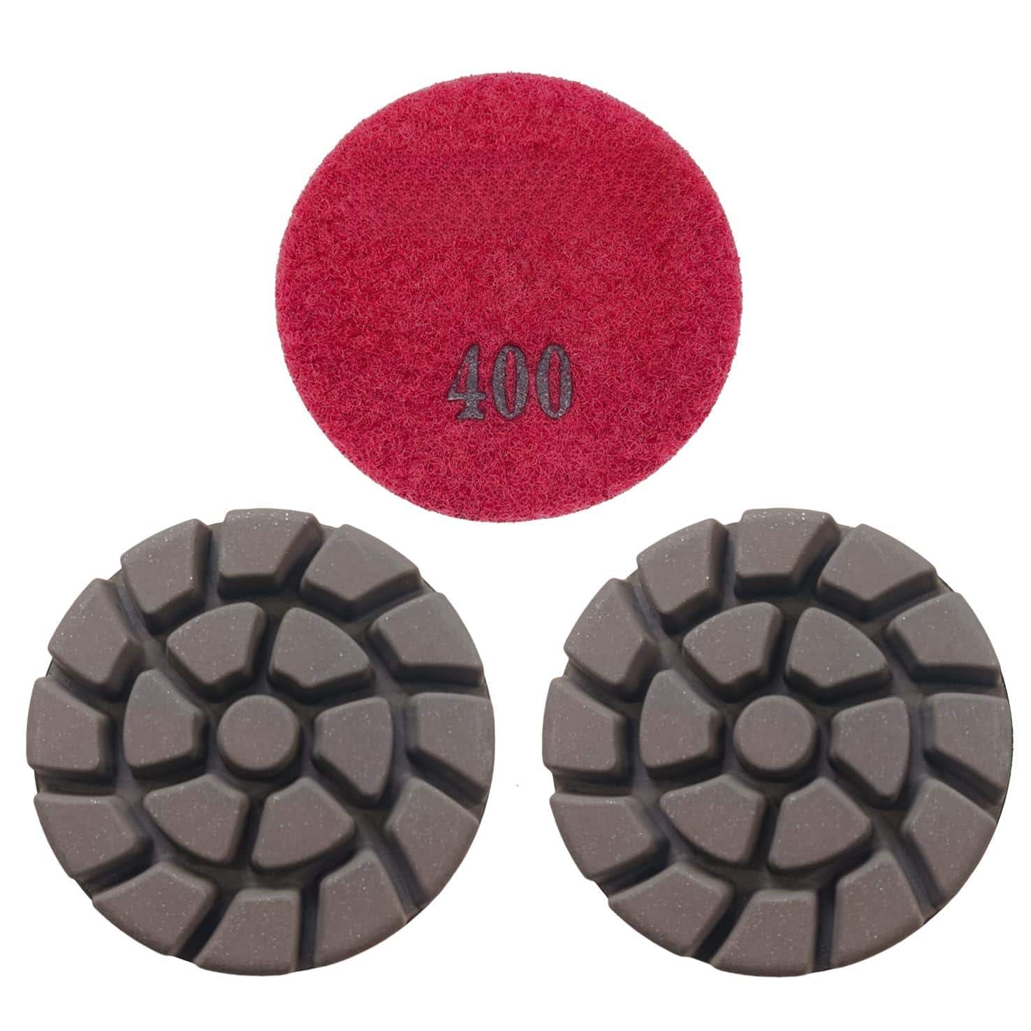 JETRANSPORT - Concrete Floor Polishing Pucks Copper Bond Grinding Disc Fit Ride-on Walk-behind 3 Inch Hook And Loop Long Usi - 400# 3.0