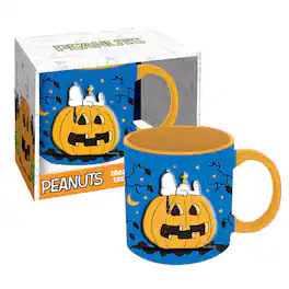 ICUP - Peanuts Snoopy Pumpkin Embossed 18 Ounce Ceramic Mug - Blue